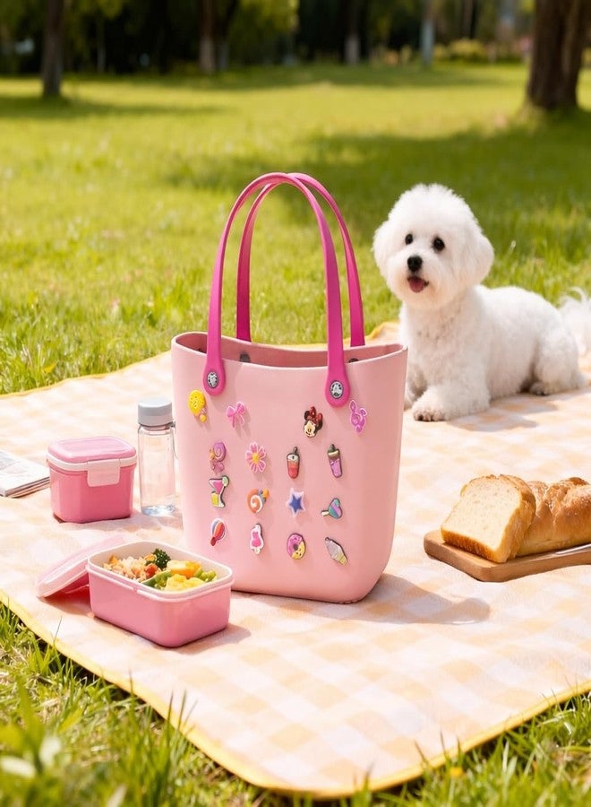 RAMNATH IMPEX Trendy Fashion Pink Eva Silicone Tote Bag for Girls & Women | Soft Waterproof Lightweight Handbag with Cute Charms | Gym Bag, Office Bag, Reusable Shopping, Beach, Travel Carry Bag Gift for Her. - Image 5